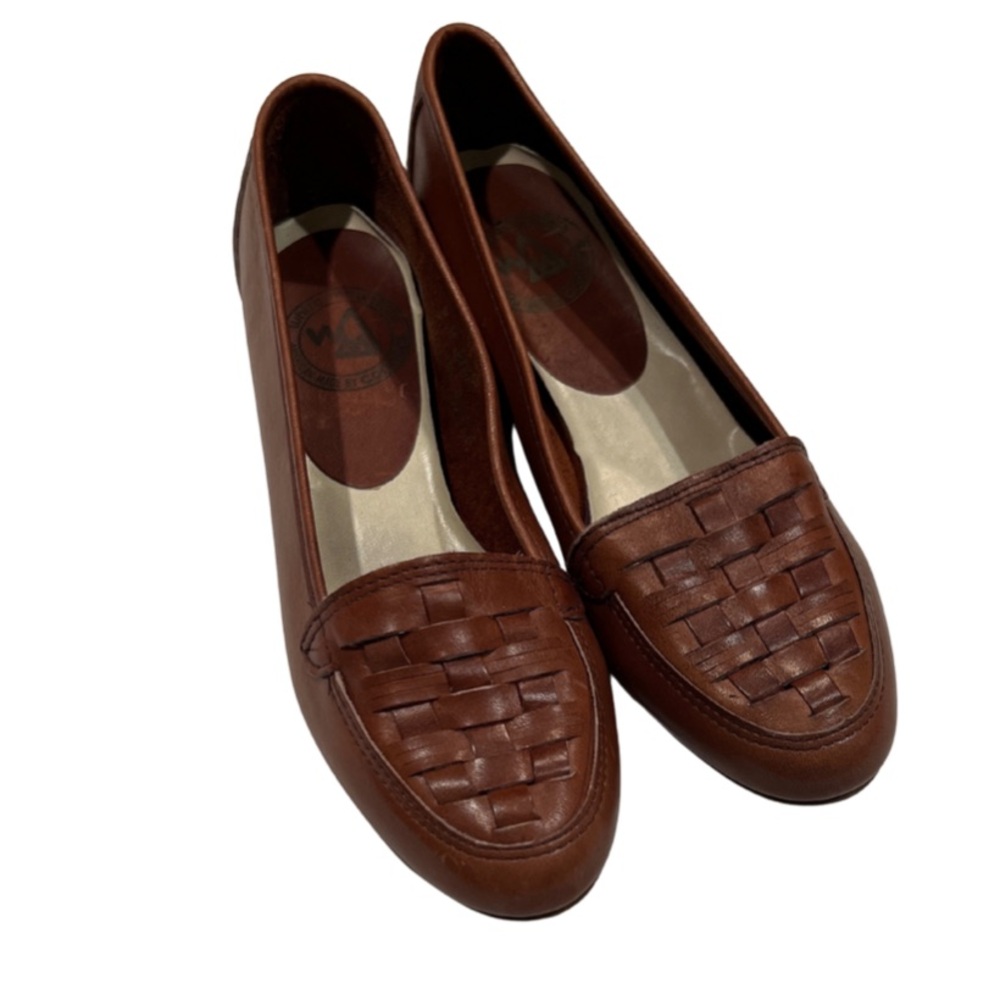White Mountain Brown Braided Flat Leather Preppy Academia Loafers 8